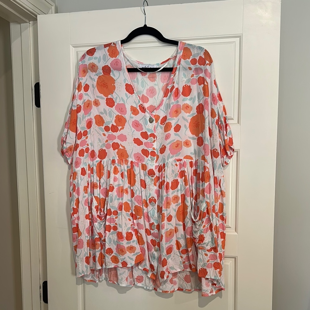 Petal and Pup Floral V-Neck Women's Top